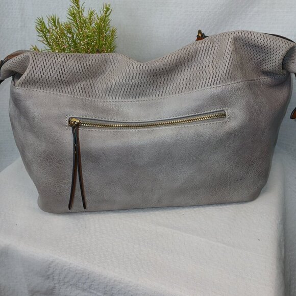 ANTIK KRAFT VEGAN LEATHER GRAY SACHEL , BOHO - Picture 3 of 11